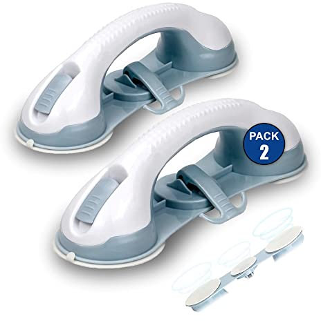 PACK 2 Un | Agarradera de baño con ventosa | Asidero de Ducha para personas mayores, minusválidos y niños | Fácil instalación sin perforaciones | Para aplicar sobre azulejo o cristal