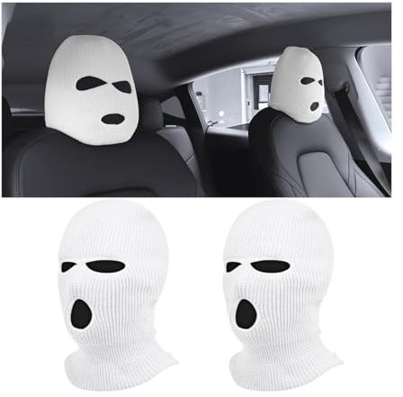 JNNJ 2 Piezas Cubre Reposacabezas Creativo, Fundas Reposacabezas Lavables Automóvil, Funda Reposacabezas Personalizada Transpirable Antipolvo, para Vehículo, Minivan, Automóvil, RV(Blanco)