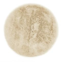 -LUXOR- living Sitzkissen Coste - Kunstfell Stuhlauflage als Deko Wohnzimmer oder Stuhlkissen - gemütliches Sitzkissen Stuhl Dekokissen 40 x 40 cm rund Beige 4er Set