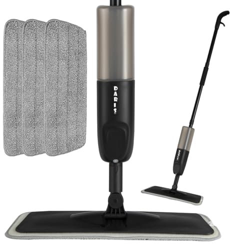 Wischer mit Sprühfunktion,BUUROOHM Bodenwischer mit Sprühfunktion,mit Nachfüllbare Flaschen, waschbarer Mikrofaser-Wischbezug, Bodenreinigung ohne Eimer,360 Grad Rotierender，für alle Hartböden