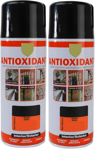 MORE FREE-Pintura Spray Antioxidante Negra 400 Ml para las Superficies de Metal, Hierro y Aluminio,Pack de 2 Unidad