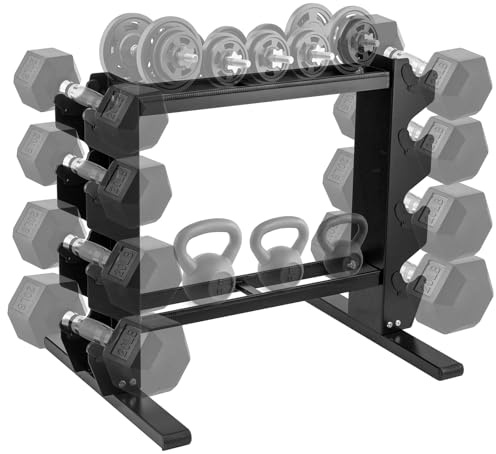Trintion Heavy Duty Dumbbell Rack Multi-Tier Weight Rack Compact Dumbbell Rack for Dumbbell and Kettlebell Storage Compact Gym Equipment Organizer for Home Gym - Sturdy Steel Frame
