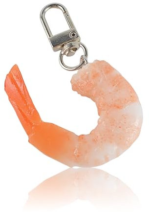 GlamRays Porte-clés Imitation Alimentaire Drôle Crevette pour Sac à main, Porte-monnaie et Accessoires de Voiture, Orange, L