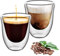 AOOTE Doppelwandiges Thermoglas Espresso, 220ml Doppelwandige Gläser, 2er SetDoppelwandige Thermo-gläser, Kaffeetassen aus Borosilikatglas, Spülmaschinenfest, Gläser Set für kalte und warme Getränke