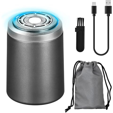 Mapille Mini Afeitadora Eléctrica Hombre En Seco y Húmedo, Recargable Máquina de Afeitar Barba, Afeitadora Rotativa Inalámbrica, Afeitadora Eléctrica Portátil, Afeitadora en seco y húmedo