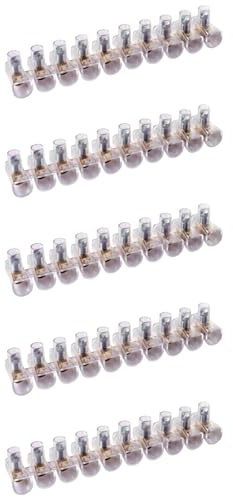 50 Morsetti unipolari, sezione 6mm² 6mmq, in stecche da 10 poli, morsetto per cablaggio forbox, campanelle, in policarbonato e ottone, per scatole di derivazione, portata 500V 41A