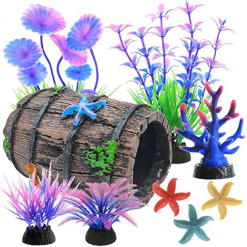 MQACPUPY 9Pcs Tank Accessories for Beta Fish,Small Fish Tank Decorations, Beta Fish Tank Starter Kit
