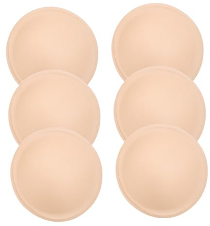 SHERCHPRY 3 Pares de Insertos de Sujetador Deportivo para Niña en Color Beige, Relleno de Esponja Transpirable y Forma Natural, Ideales para Sujetadores de Lactancia y Bañadores