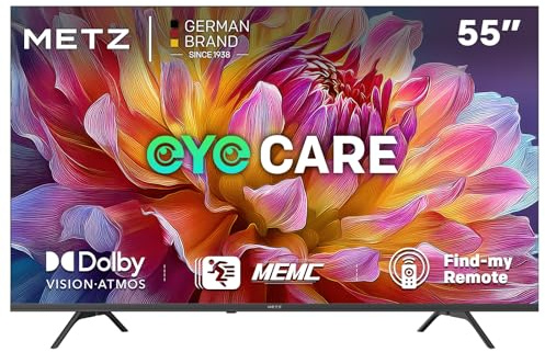 Metz TV 55 Pouces (139 cm) 4K UHD Smart LED Television Google TV HDR 10 MEMC Dolby Audio Google Cast Commande Vocale Tuner DVB-T/-T2/-C/-S/-S2 CI+ (2025 Modèle, Noir 55MUF7000Z)