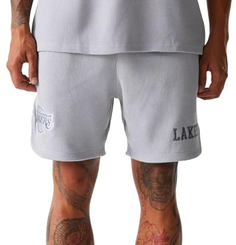 New Era NBA Team Waffle Shorts Los Angeles Lakers Grey (DE/NL/SE/PL, Alphanumerisch, XXL, Regular, Regular, Grau)