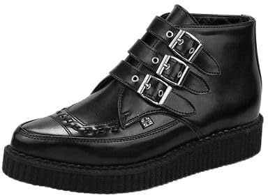 Icon Carnaby Street (T.U.K. Unisex Adults A8503 Black Leather 3-Buckle Up Pointed Toe Creepers Chelsea Boots Size UK 3-12 EU 37-46 (Black, UK Footwear Size System, Adult, Men, Numeric, Medium, 12)