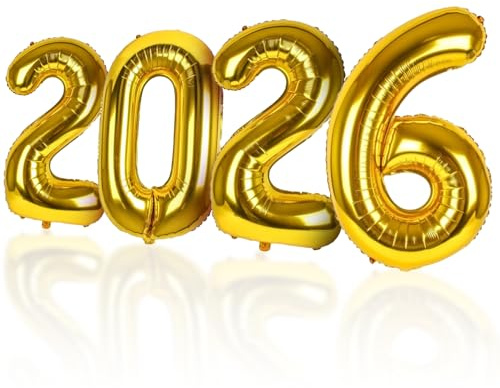 Palloncino Numero 2026 Oro Decorazioni Compleanno, 83cm Giganti Numeri Elio Foil Kit Palloncini DIY Decorazione Feste Gonfiabili Pallone per Ragazzo Bambina Anniversario Celebrazione Compleanno