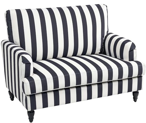 HOMCOM Poltrona da Salotto con Seduta Ampia e Braccioli Lunghi, Poltrona in Velluto a Righe con Imbottitura Spessa e Molle a S, 115x82x82 cm, Nero e Bianco