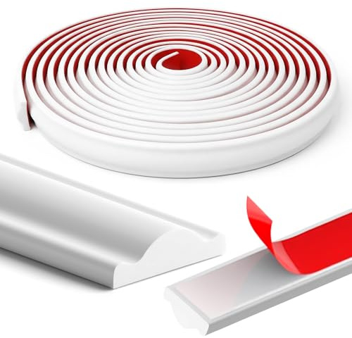 XLTBOMS 7m x 27mm Moulure Murale a Coller, Blanc Moulure Murale Adhesive | Moulures Décoratives Autocollantes, Flexible Moulure Adhesive, pour Décoration DIY, Protection Murale, Bords d'Armoire