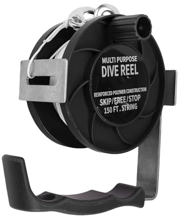 Generic Carrete de Buceo de 150 Pies, Agarre Cómodo, Línea de Acero Inoxidable para Exploración Submarina y Buceo en Cuevas (BLACK)