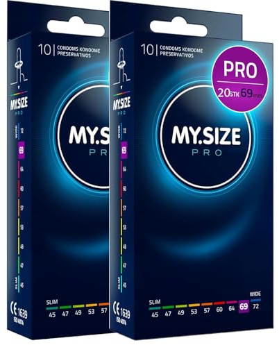 MY.SIZE PRO 20 stycken 69 mm ELITE – Kondomer XXXXL, högrenat Vytex-latex för mindre lukt, mycket lätta att öppna och rulla på