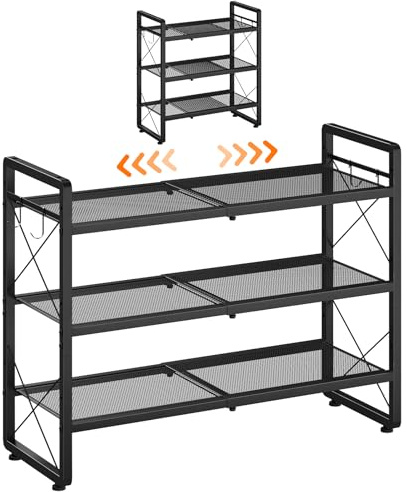 ELYKEN Étagère à Chaussures Extensible 3 Niveaux Réglable en Hauteur