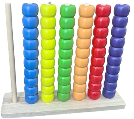 Folpus Jeux de tri et d'empilage en Bois par Couleurs, Jeux de comptage et d'association de Couleurs avec des Perles pour garçons Filles