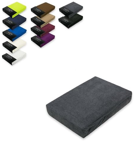 EXKLUSIV HEIMTEXTIL Frottee Spannbettlaken 140-160 x 200 cm 80% Baumwolle, 20% Polyester Öko - Tex Zertifiziert, Markenqualität, Matratzenhöhe bis 25 cm, Anthrazit