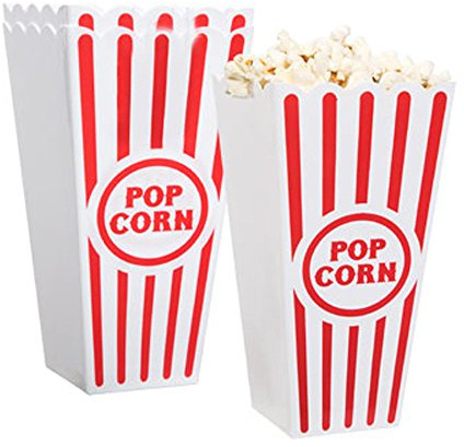 Novelty Place Contenants de Pop-Corn Classique rayés Rouges et Blancs en Plastique pour soirée cinéma - 7,8 Haut x 3,8 carré (Paquet de 16)