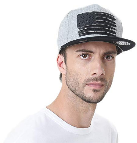 WITHMOONS Baseballmütze Mützen Caps Kappe Baseball Cap Star and Stripes American Flag Hat KR2305 (Grey, L)