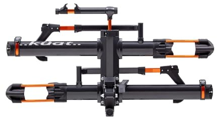 KUAT NV 2.0-2 - 2-Bike Hitch Rack | Robust 2-Bike Rack with Trail Doc for Riders & Cyclists | Rugged All-Metal Construction | E-Bike Compatible | Easy Installation, Gray Metallic/Orange Anodize