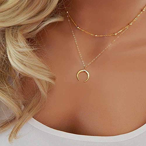 Jovono Bohemian - Collier multicouche avec pendentif double angle pour femme et fille