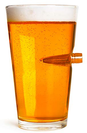 Lucky Shot USA - Verre à bière Bullet Pint avec balle originale .50 CAL - 500ml