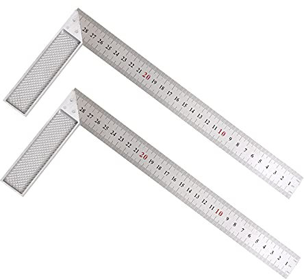 FEMONGY Regla de metal, 2pcs 300mm Escuadra para carpintero Utilizado en diseño arquitectónico Medir Dibujo, fabricada en aleación de aluminio