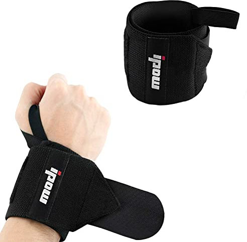 ipow 2 Stück Handgelenk Bandage Handgelenkstütze verstellbare atmungsaktive Handgelenk Schoner für Krafttraining, Sport, Fitness & Bodybuilding - Schwarz
