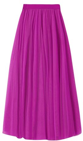 Jupe Plissee Femme Longue- Deguisement Carnaval Taille Haute,Jupe Tulle Femme Couleur Pure Couleurs Variées Bouffant Coloré Jupette A-Line Swing la Grâce Danse Classique élastique Jupes