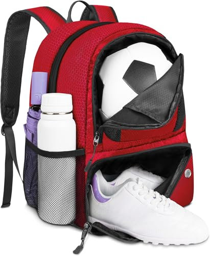 YOREPEK Soccer Backpack, Lightweight Soccer Bag with Ball Holder for Men Women, Water resistant Sport Equipment Bags Fit Basketball Volleyball Football Accessories to Match Training