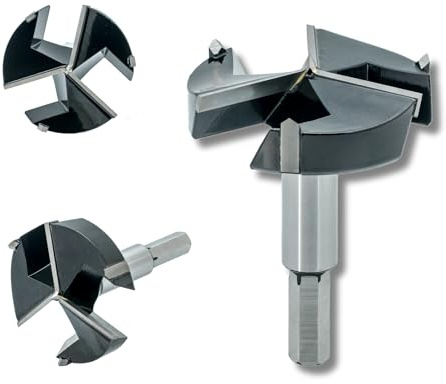 CORTOOL Forstner Drill Bit 2-1/2 Inch, Triple-Flute Carbide Tipped Forstner Bit for Hard Wood, Soft Wood, Veneered Plywood, Plastic, Drilling Hole Saw Woodworking Hinge Cutter Tool