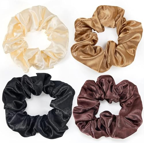 4 piezas de pelo de raso – accesorio elástico para niñas y mujeres, suave y cómodo, sin huellas, ideal para el cabello y la muñeca