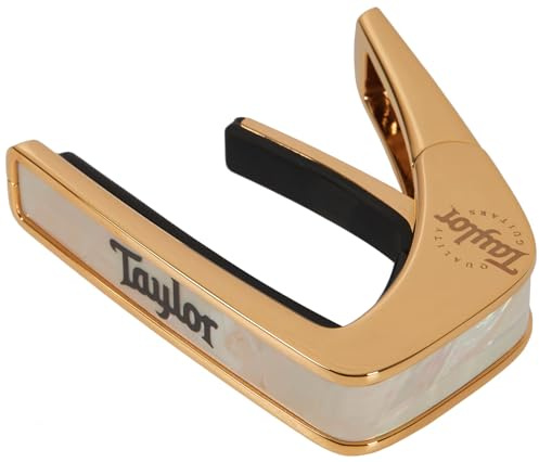 Taylor by THALIA Kapodaster med guld-finish, vit pärlemor med svart Taylor-logotyp