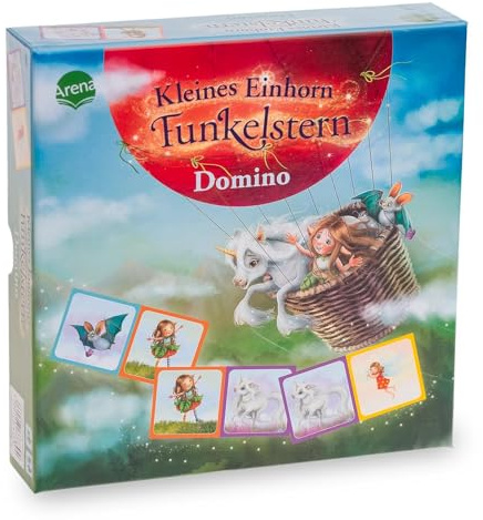 Kleines Einhorn Funkelstern. Domino: Der Spieleklassiker für Groß und Klein, für 2-8 Spieler, ab 4 Jahren