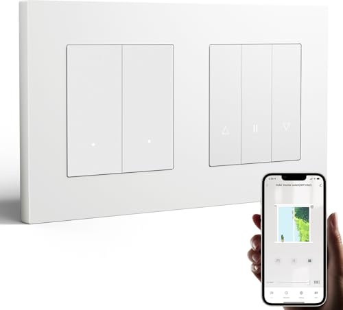 BSEED Interruttore della luce intelligente con interruttore per tapparelle WiFi, interruttore intelligente per tapparelle con telaio PC, richiede conduttori zero, timer per tapparelle WiFi