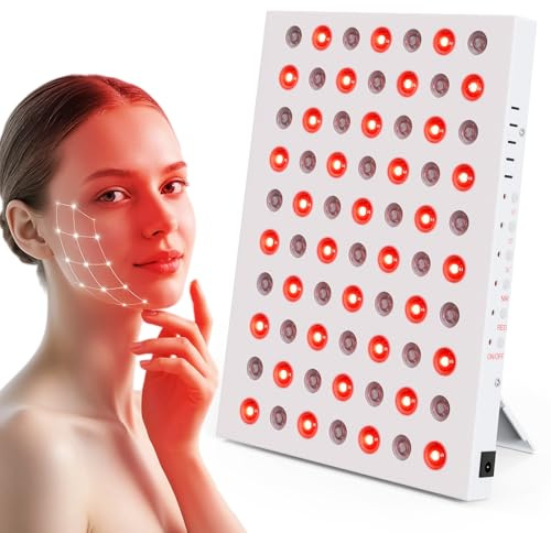Hogpoe Red Light & in-fra-red LED Device 660nm & 850nm, 70LEDs Lamp with 10/20/30Mins Timer and Holder, 35W Red Light Panel Combo for Home/Office/Gym Use (not Heated)