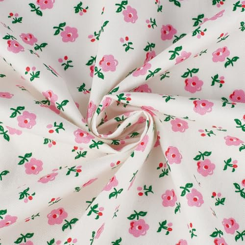 BENECREAT Tessuti di Cotone Floreali 1×1.62m, Tessuto Floreale Retrò Rosa per L'Arredamento Della Stanza, Tappezzeria, Quilting Fatto A Mano Fai Da Te, Cucire, e Artigianato