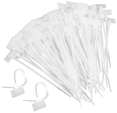200 PièCes De Clips D'éTiquetage Pour CâBles, Attaches De CâBles Blanches Pour La Gestion Des CâBle, Marquage Et Organisation Au Bureau, En Voiture Et En Voyage, Supports De CâBle Inscrivables Pour