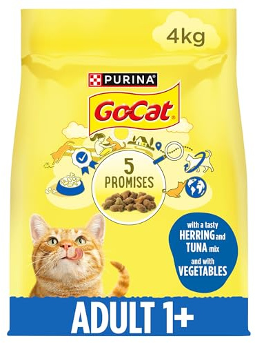 GO-CAT Adult Herring and Tuna Dry Cat Food 4kg, Pack of 2