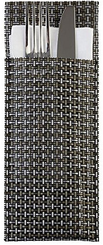 APS 60551 Servietten- und Bestecktasche, 6er-Set, 24 x 9 cm, silbergrau, PVC