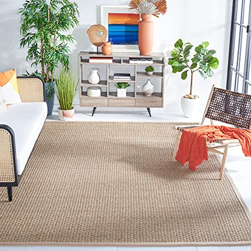 Safavieh Tapis en Fibres Naturelles Salon, Salle à Manger, Chambre à Coucher - Natural Fiber Collection, Tapis à Poil Court, Naturel et Beige, 213 X 213 cm