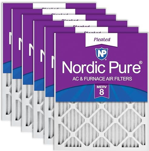 Nordic Pure 18x25x1 MERV 8 Pleated AC Furnace Air Filters 6 Pack, 18x25x1M8-6