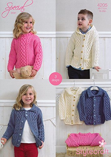 Stylecraft Special Aran Duffle Jackets & Sweater Knitting Pattern 4205, Ivory