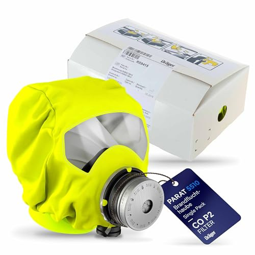 Dräger 5510 PARAT cappuccio di emergenza in confezione di cartone | Efficace cappuccio di salvataggio per la protezione contro gas tossici, il monossido di carbonio (CO)
