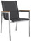 OUTLIV. Stapelsessel Rimini Edelstahlgestell, Textilene Sitzfläche, Teakholz Armlehnen, wetterfest, vollständig montiert, stapelbar, schwarz, 56x65x87 cm