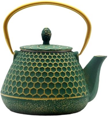 Cast Iron Tea Kettle, Japanese Tetsubin Teapot Coated with Enameled Interior, Durable Cast Iron Teapot with Stainless Steel Infuser for Stovetop Safe(1000ml/34oz)
