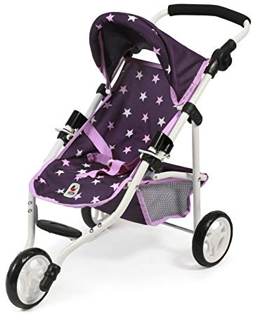 Bayer Chic 2000 - Puppenbuggy Lola, Jogging-Buggy, Puppenjogger, Puppenwagen, Stars lila, 70 x 33 x 62 cm