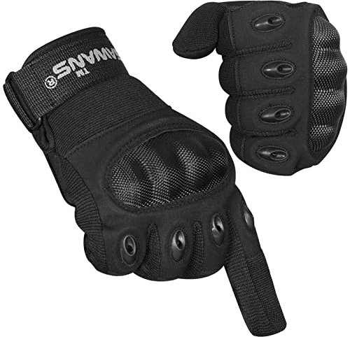 SAWANS Motorradhandschuhe Motorrad Sport Vollfinger ATV Reiten Herren Damen Hart Knuckle Touchscreen MTB Mountainbike Outdoor Rennrad Wandern Fahrrad Klettern Camping Ski (Schwarz, M)